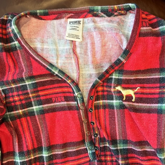 Victoria Secret Pink Holiday Christmas Xmas Thermal Onesie With Butt Flap Sz. L - Picture 4 of 4